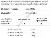 WYCIĄGARKA RĘCZNA wersja osobowa RUP502-B z liną 20 m lub 25 m